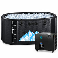Cold Plunge Tub, 248 Gallon, 1 Horsepower, Heavy-Duty Ice Bath Tub for Athletes with Hot & Cold, Portable Inflatable Plunge Chiller with Water Treatment Kit, Immersion Therapy, Wifi (Black, 1 Set)