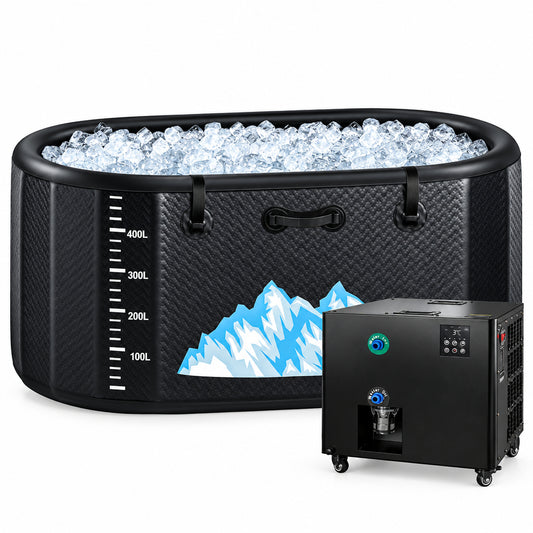 Cold Plunge Tub, 248 Gallon, 1 Horsepower, Heavy-Duty Ice Bath Tub for Athletes with Hot & Cold, Portable Inflatable Plunge Chiller with Water Treatment Kit, Immersion Therapy, Wifi (Black, 1 Set)