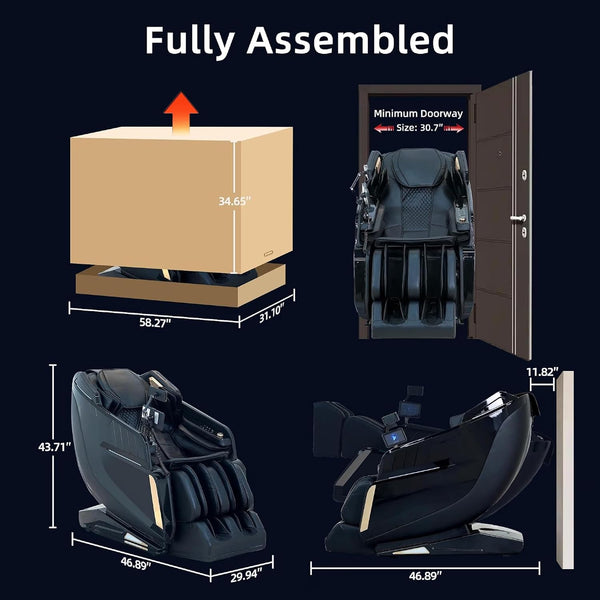 Massage Chair Built for Full Body Recovery, 4D Extended SL Track, Zero Gravity, Heat Therapy, 340 lb Capacity